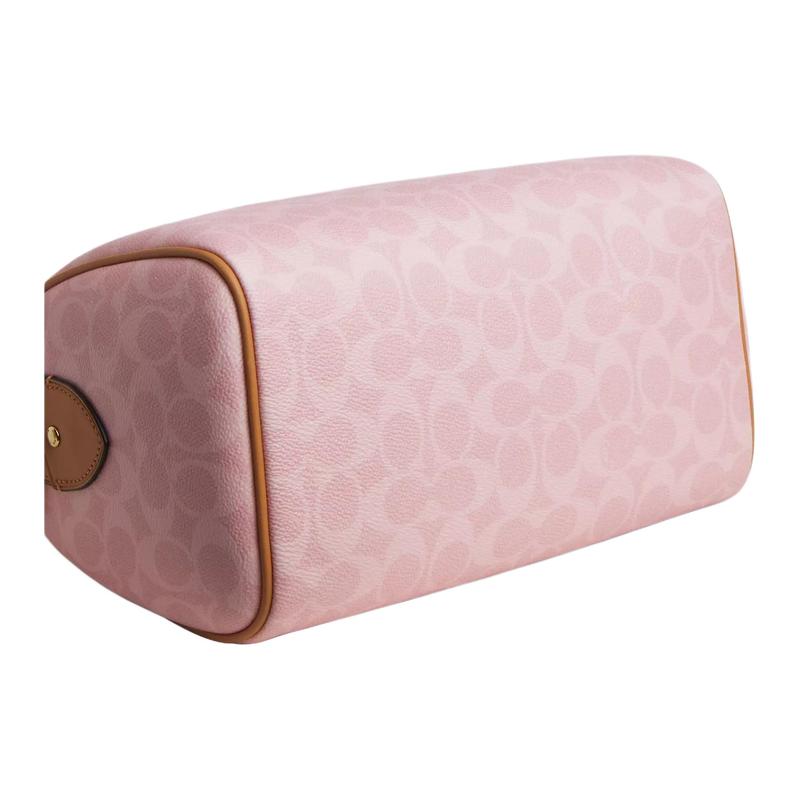 Coach BORSA A SPALLA Rowan 25 hardware dorato tela rivestita borsa a mano media da donna rosa