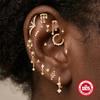 Sterling Geometric Stud Earrings With Zircon Accents Threaded Flat-Top Ear Piercing Jewelry Women Men
