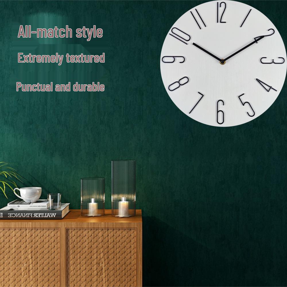 12-inch 30CM Plastic Spanish Wall Clock, No Glass, Light Luxury Decorative Design.