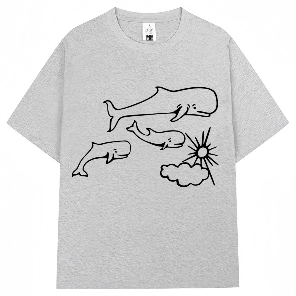 Whales and Sun Tattoo By Robe De Extremoduro T Shirts Men Women Fashion Casual Short Sleeve Oversized Cotton Tshirt Streetwear