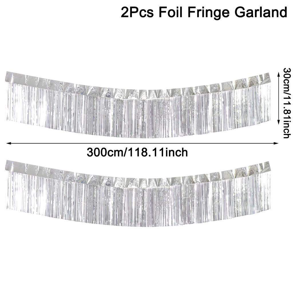 30x300CM Party Backdrop Foil Fringe Garland Metallic Tinsel Streamers Banner Hanging for Birthday Wedding Christmas Decorations