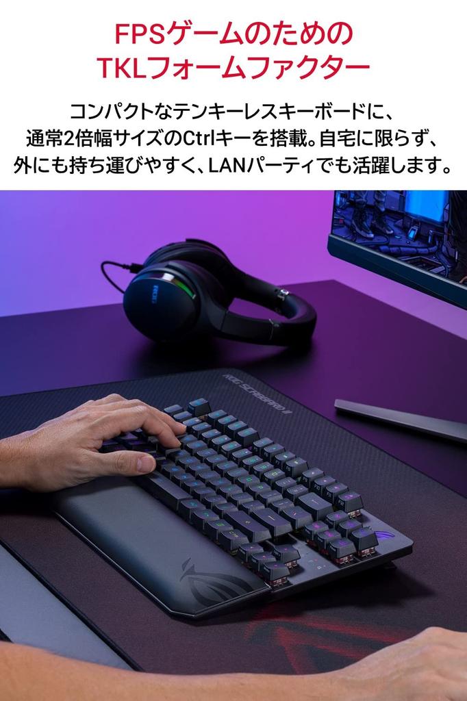 ASUS ROG Strix Scope RX TKL Wireless Deluxe Gaming Keyboard ROG RX Mechanical Magnetic Wrist (Wireless, Switches, 2.4GHz Bluetooth, Rest, FPS)