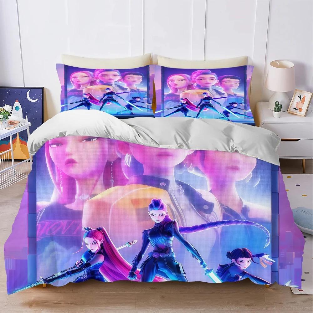 K-Pop Demon Hunters Bedding Sets Eu Single Comforter Quilt Bed Cover Duvet Cover Pillow Case 2-3 Pieces Sets Kids Adult Size