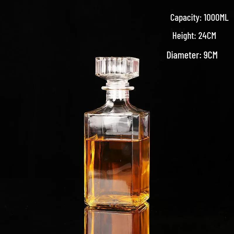 European Crystal XO Glass Decanter: Transparent Whiskey and Wine Bottle