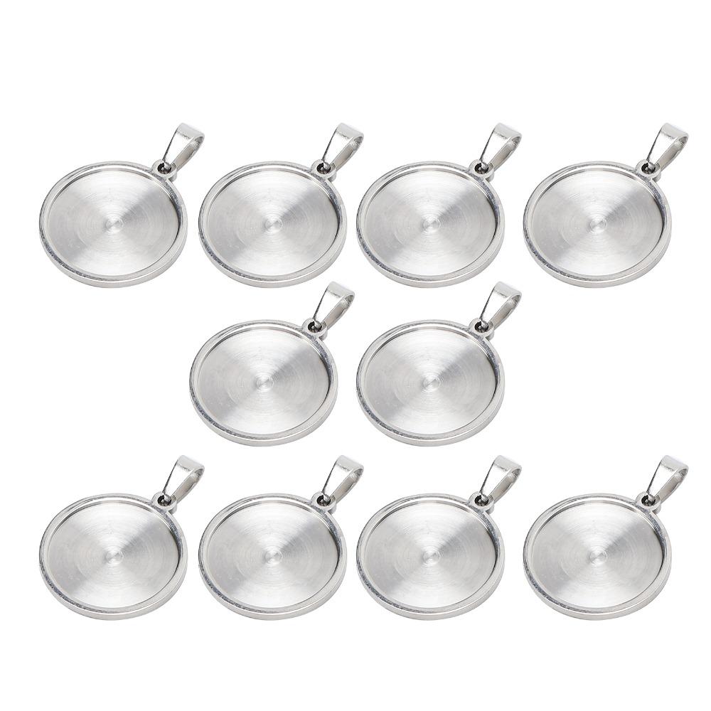 10pcs 20mm Size Round Pendant Tray Stainless Steel Material Blank Pendant Tray Necklace Making