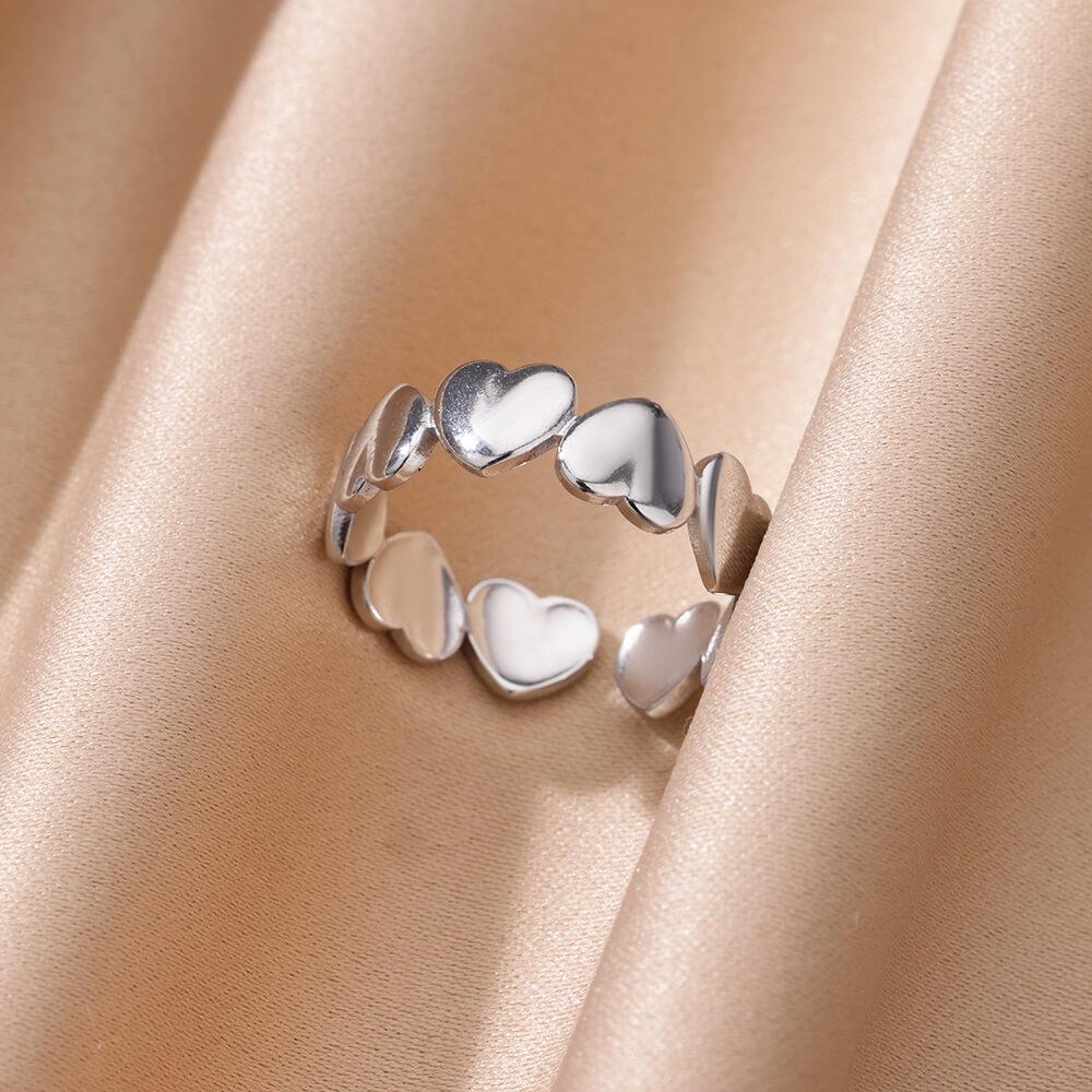 Heart Rings For Women Gold Color Stainless Steel Heart Opening Ring Wedding Aesthetic Accessories Party Jewelry Gift BFF anillos