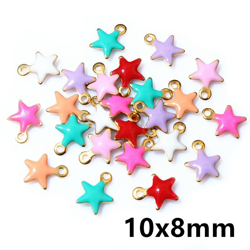 20pcs Random Mix Cute Stainless Steel Enamel Charms Pendant Fish Starfish Flower Evil Eyes DIY Jewelry Making Accessories