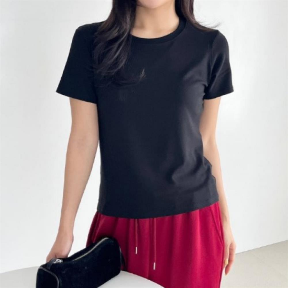 New Arrivals Open Run Women Round Neck ShorT Sleeve T shirT Viscose Spandex
