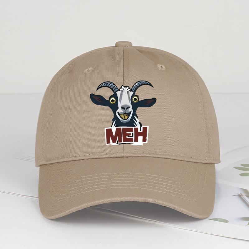 

Goat Head MEH Print SoftTop Baseball Cap Soft Comfortable Breathable Adjustable Playful Quirky Trendy Fashionable Unise