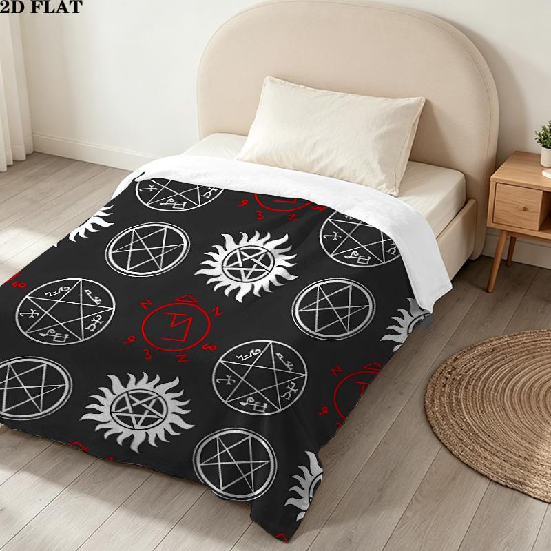 1PC Supernatural Patterned Flannel Blanket Suitable For All Seasons For Home Decor Warmth And Comfort Gifts Holiday Present
