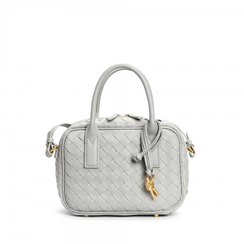 Borsa Mini Quadrata in Pelle Tessuta a Mano da Donna Morbida Vera Pelle di Mucca Tracolla a Spalla Grande Capacità Uso Quotidiano