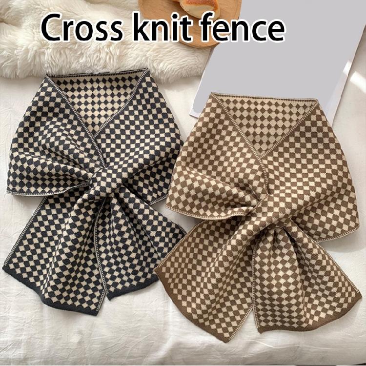 Knitted Checker Neck Gaiter for Daily Use Women Girl Neck Scarf for Winter Wear