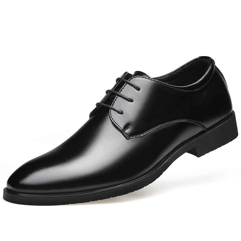 Men's shoes spring soft leather business men's casual leather shoes men's wedding shoes formal youth shoes men's pointed lace-up men's shoes