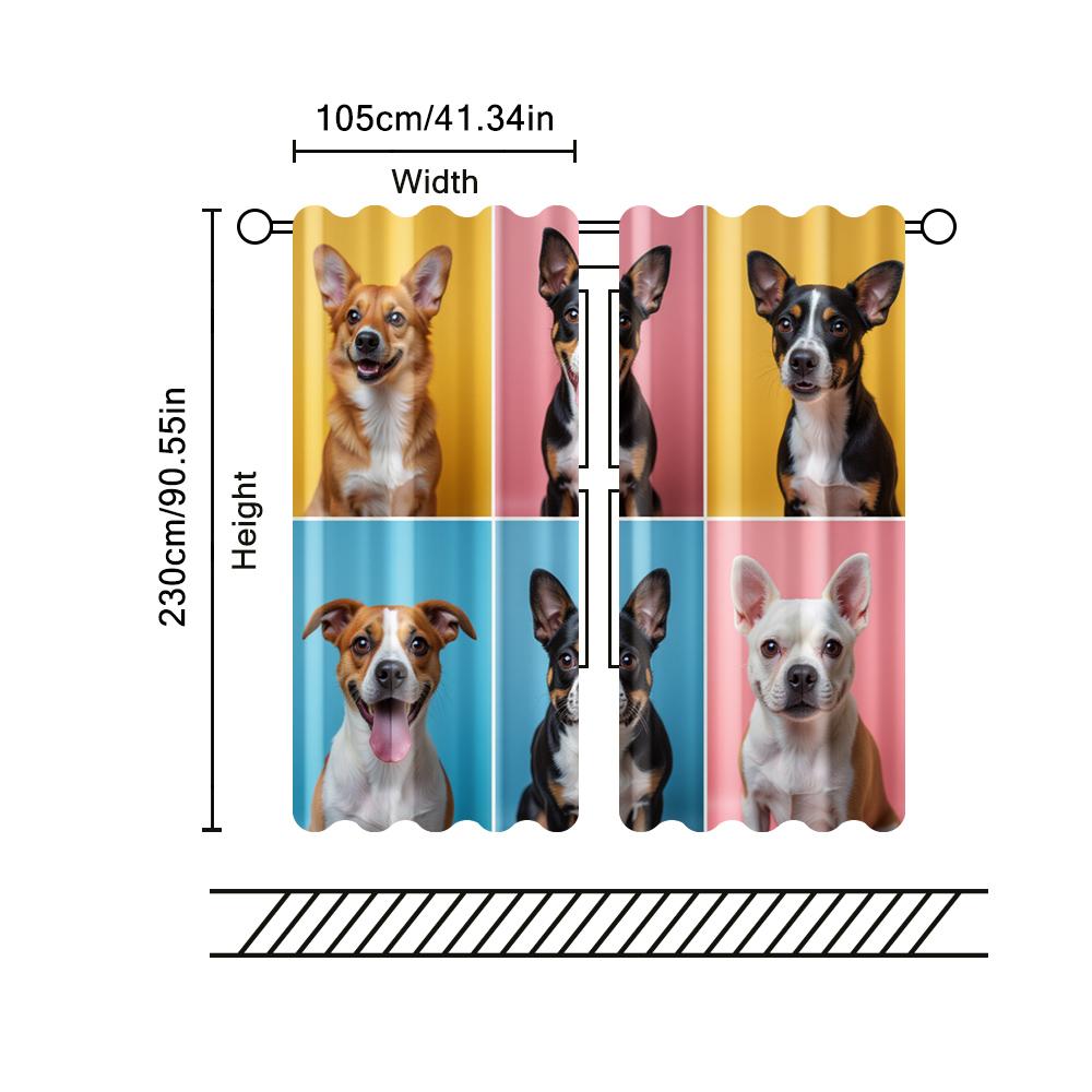 Set Of 2 Filtering Curtains Excluding Rods Non Movable Without Batteries Puppy Dog Themed Use Bedrooms Living Rooms Curtain For Great Room Made