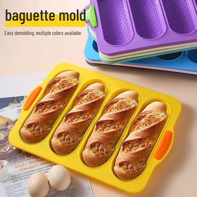 4-Cavity Non-Stick Silicone Baguette Cake and Bread Mold