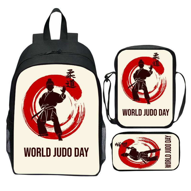 Nuovo zaino JUDO Judo stampato a 3 pezzi cartone animato karate casual leggero zaino per scuola elementare borsa a tracolla astuccio