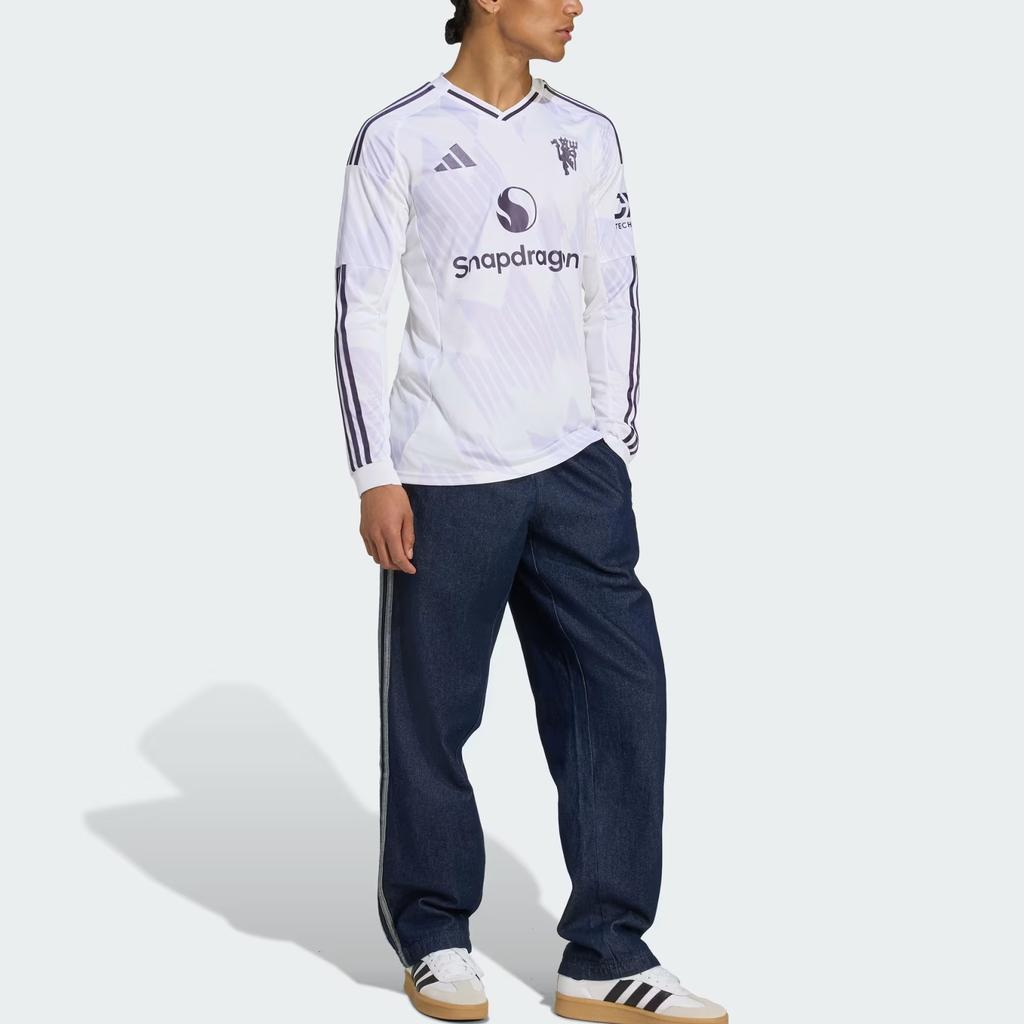 Adidas Aeroready Manchester United 25/26 Venkovní Střih Slim Posádkový výstřih Dlouhý rukáv Fotbalové tričko Pánské Topy JP3025