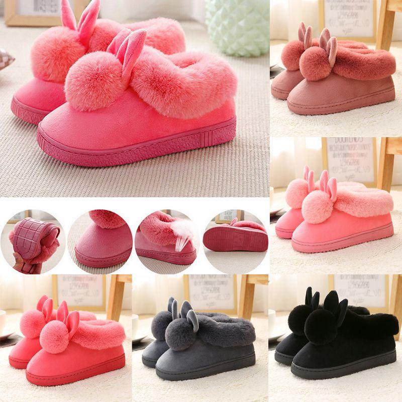 Cozy Women Bunny Rabbit Plush Slippers With Soft Antiskid Sole For Winter Warmth