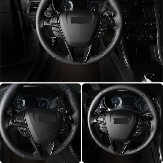 Carbon fiber Steering Wheel Trim 3pcs For FORD EDGE 2015-