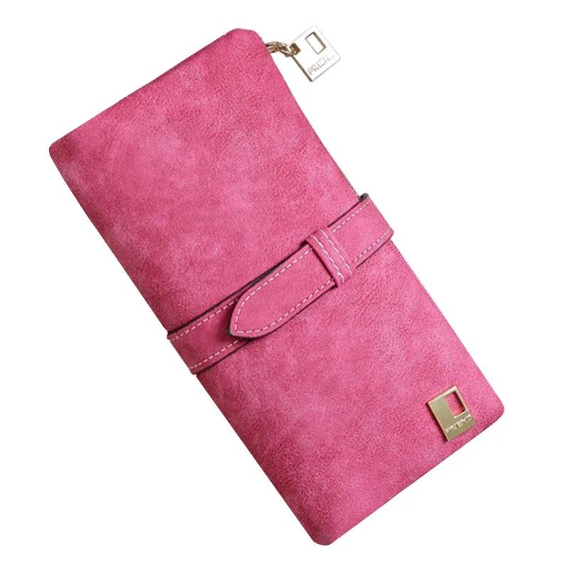Solid Drawstring Nubuck Leather Zipper Long Women Wallet Phone Bag  Wallets Designer Purse Card Holder Clutch