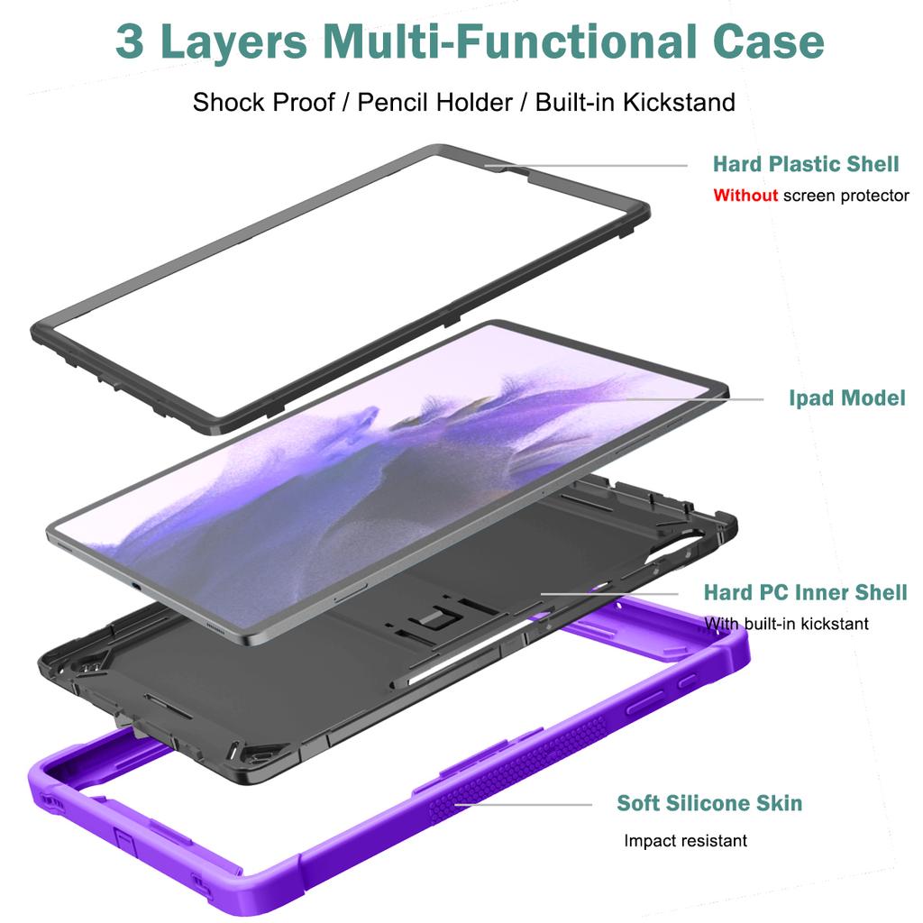 Anti-Slip Hybrid Case Universal For Galaxy Tab S8 S7 FE Plus 12.4 inch SM-X800 X806 T970 T975 T976 T730 T735 T736 Stand Cover