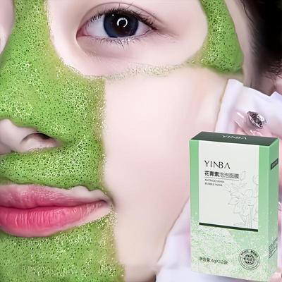 Maschera Viso Detergente Profondo con Bolle all'Antocianina Cura del Viso Adatta alle Allergie Cura Naturale della Pelle Maschera Ipoallergenica
