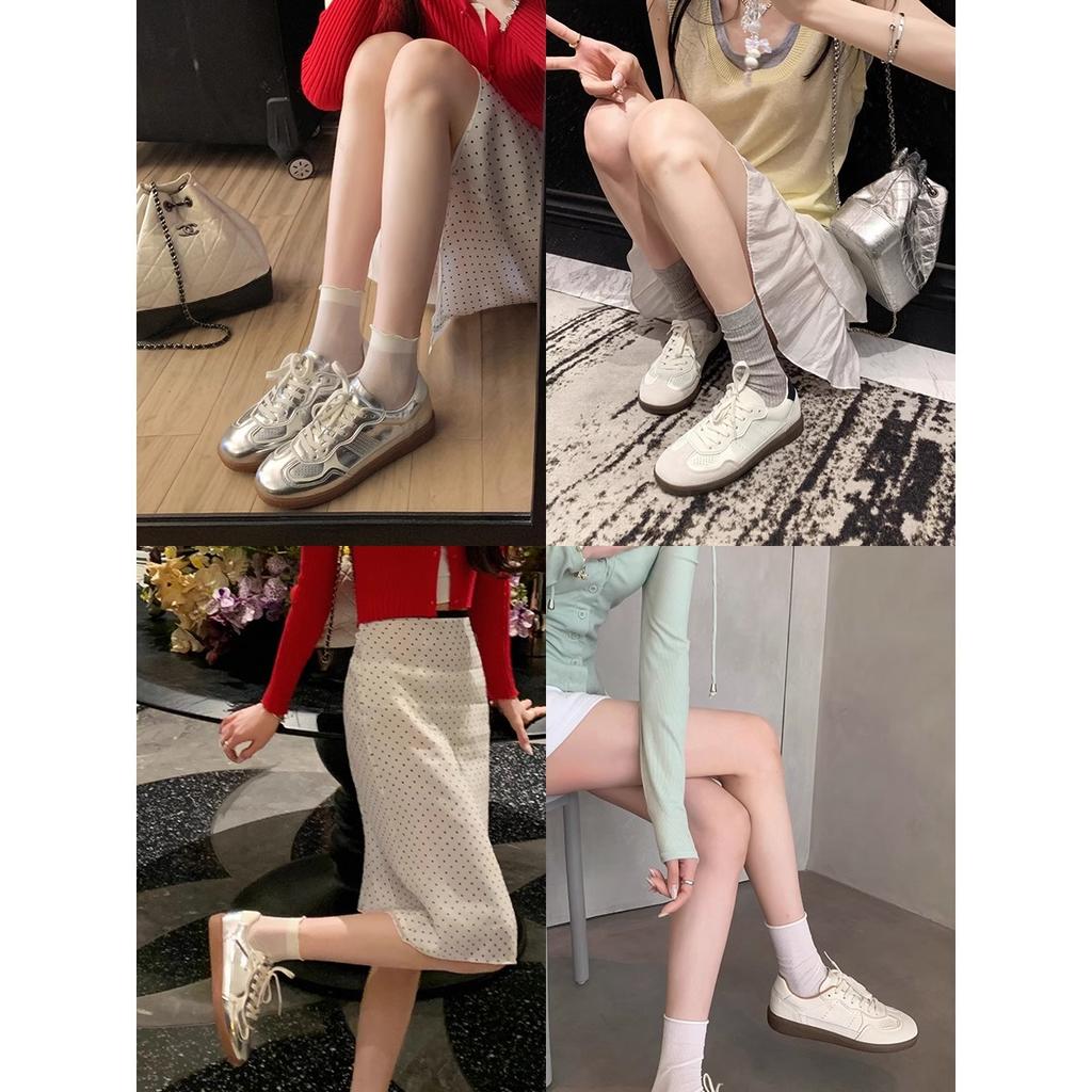 Sheepskin version~ retro versatile niche splicing breathable lace-up casual women's summer