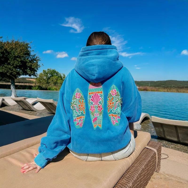 2026 Women's European & American Style Drop Shoulder Hoodie - Long Sleeve Printed Sweatshirt