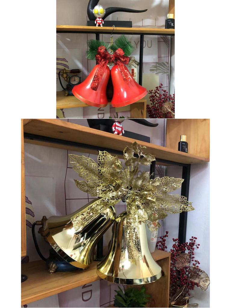 80cm Extra Large Golden Christmas Bell Ornament with Dual Clocks and Speakers for Mall, Hotel, or Bar Decor