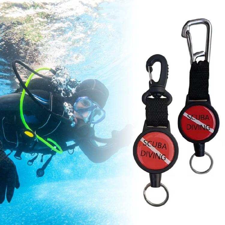 Stainless Steel Pull Cord with Hook Retractable Cable Telescopic Cord Scuba Diving Essential Outdoor Equipment Tether