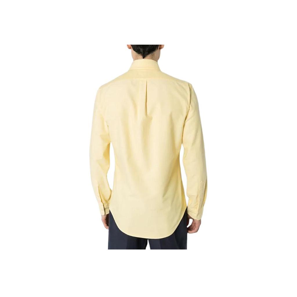 Polo Ralph Lauren SS22 Solid Color Straight Fit Small Logo Embroidered Casual Long Sleeve Shirt Men Shirts Yellow 710792161-004