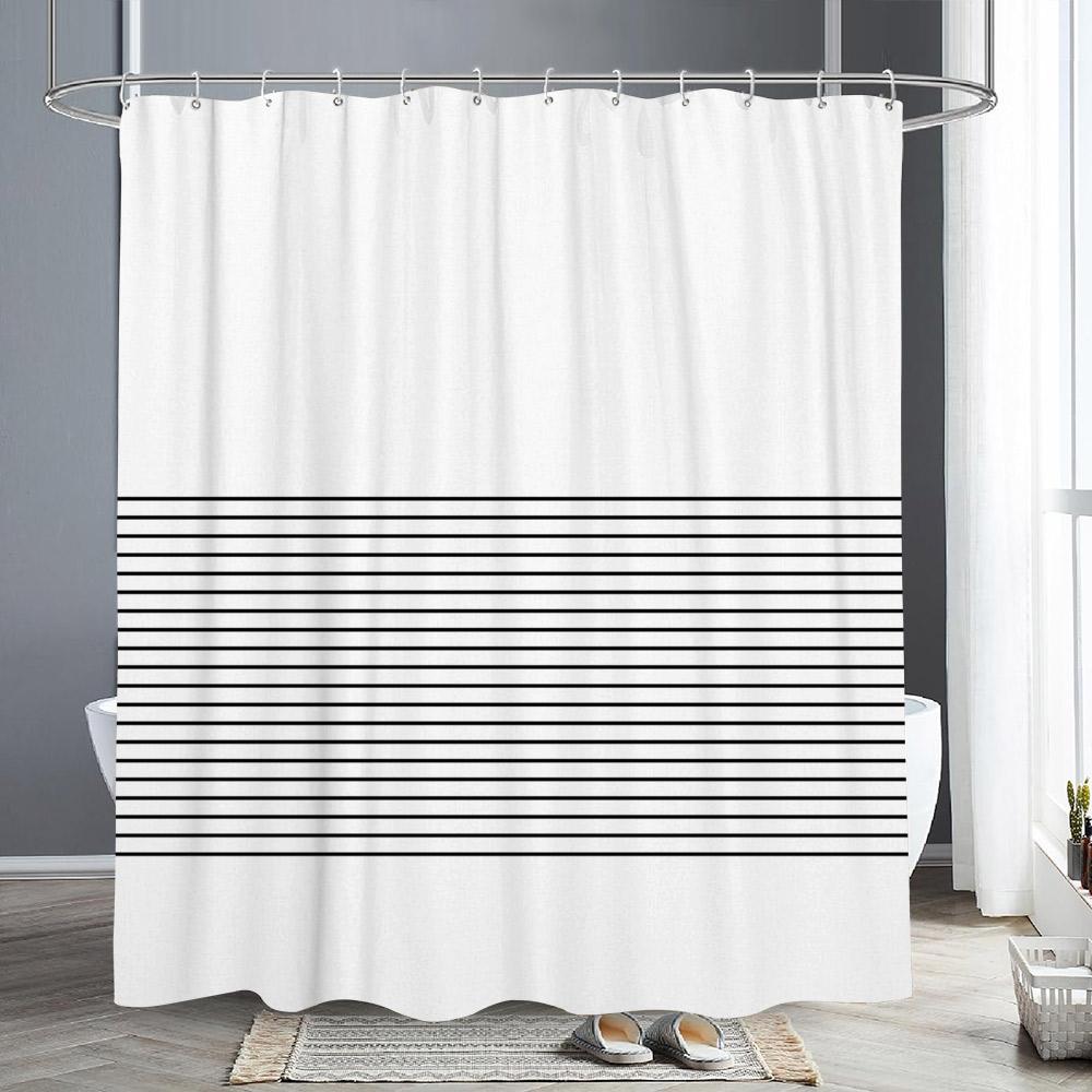 

Абстрактні Геометричні Лінії Шторка для Душу Принт Літер Чорно-Біла Шторка для Душу Прості Скандинавські Штори для Ванної Кімнати Декор для Ванної 180x180cm-70x70in