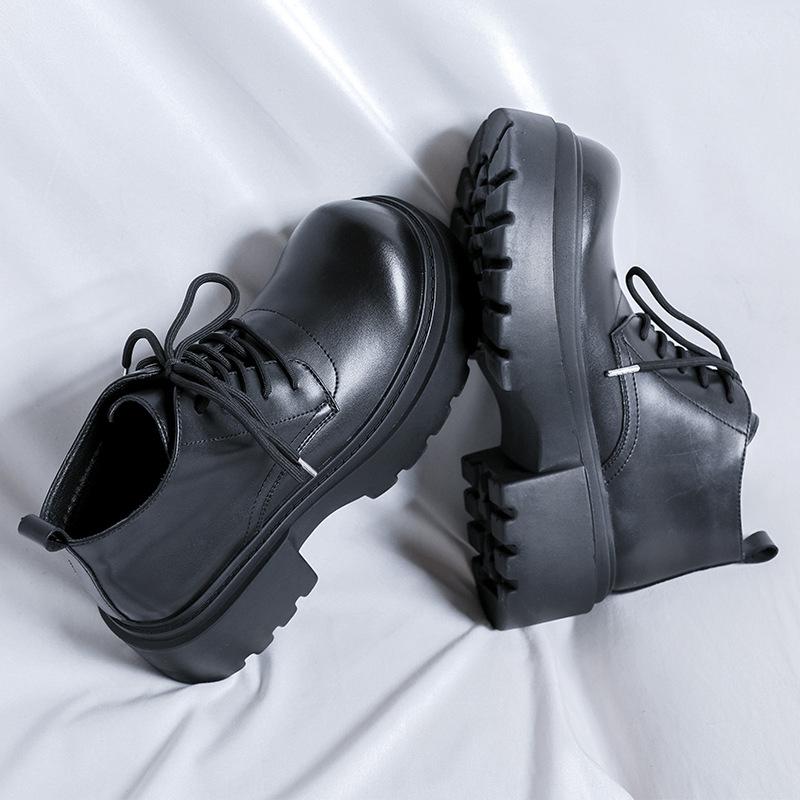 Stivali Martin da uomo autunno e inverno, scarpe alte in pelle con plateau medio, stivali bassi con lavorazione a locomotiva britannica 18955-R