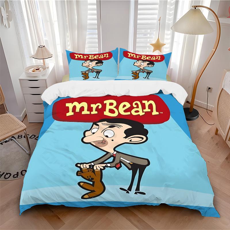 Mr Bean'S Adventures Print 3Pcs Bedding Setduvet Cover With 2 Bedropillowcase Home Birthday Gift