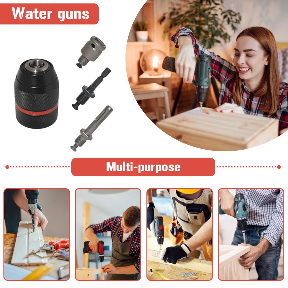 Professional Metal Heavy Duty 1/2-20UNF 0.8-13mm Keyless Drill Chuck Hex Shank/SDS/Socket Square Female Adapter Hardware Tools
