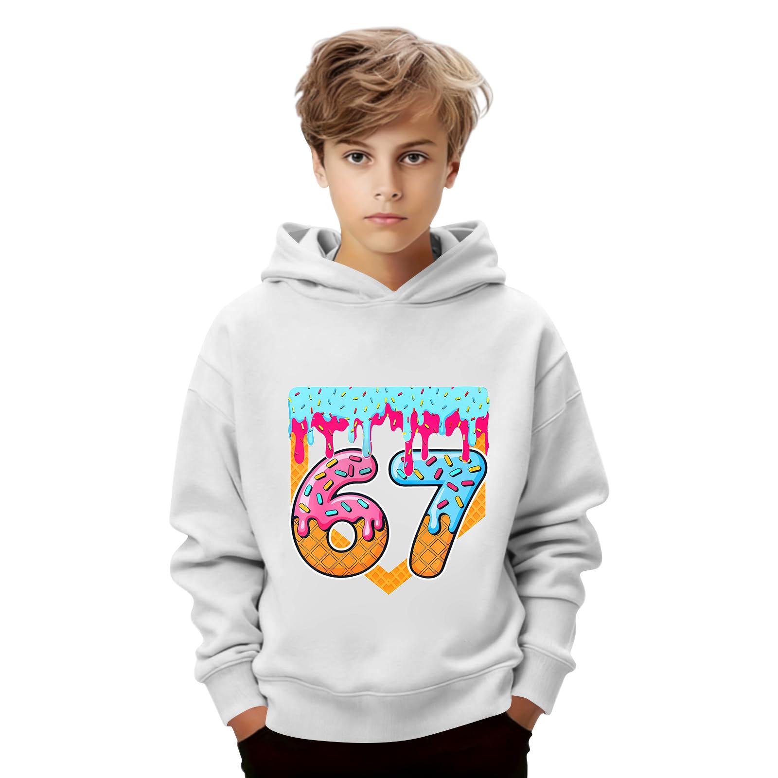 

Детский пуловер с длинным рукавом, свободного кроя, с принтом букв, капюшоном на шнурке 130 белый