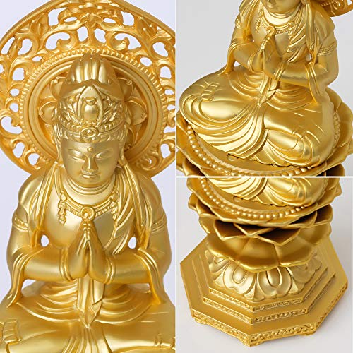 15cm Seishi Bodhisattva Buddhistische Statue (Vergoldet/24 Karat Gold) vom Bildhauer: Shuun Makita. Originalmodell (Jahr des Pferdes). Tierkreis-Schutzgott. T.