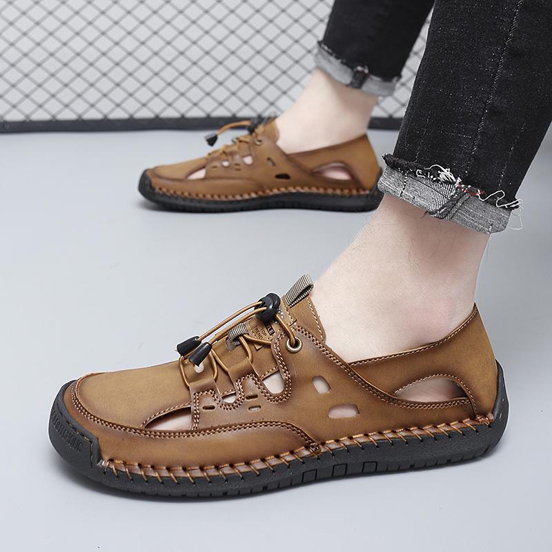 Men Blue Green Hiking Sandals Khaki Summer Outdoor Wide Palm Black Beach Shoes Close Toe Sandals Plus Size