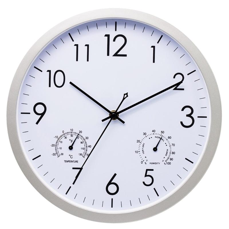 Runde Wanduhr 12 Zoll Wanduhr mit Thermometer und Hygrometer für Garten Außenbereich Schlafzimmer Küche Dekorationen