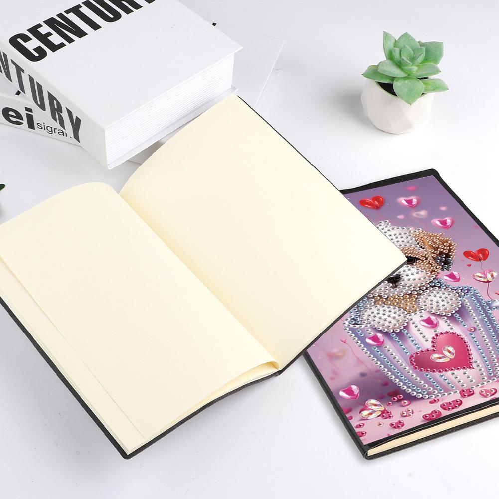 50 Pages A5 Special Shaped Flower Animal Drill Painting Wireless Strip Diary Book 5D DIY Mosaic Drill Notebook Craft for Adults