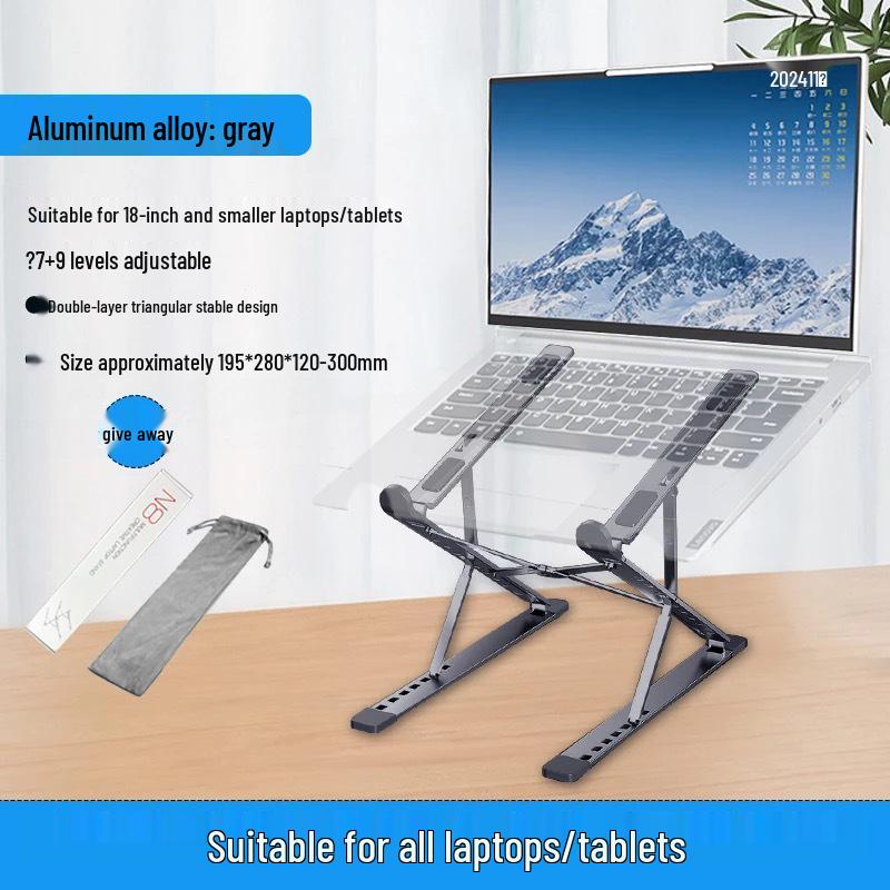 N8 Aluminum Alloy Laptop Stand: Adjustable, Foldable, Double-Layer Riser with Heat Dissipation.