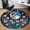 1pc Moon Flowers Office Round Area Rug,  Mat Suitable For Office, Under Office Chairs Bedroom Living Room Home Decor, Room Deco