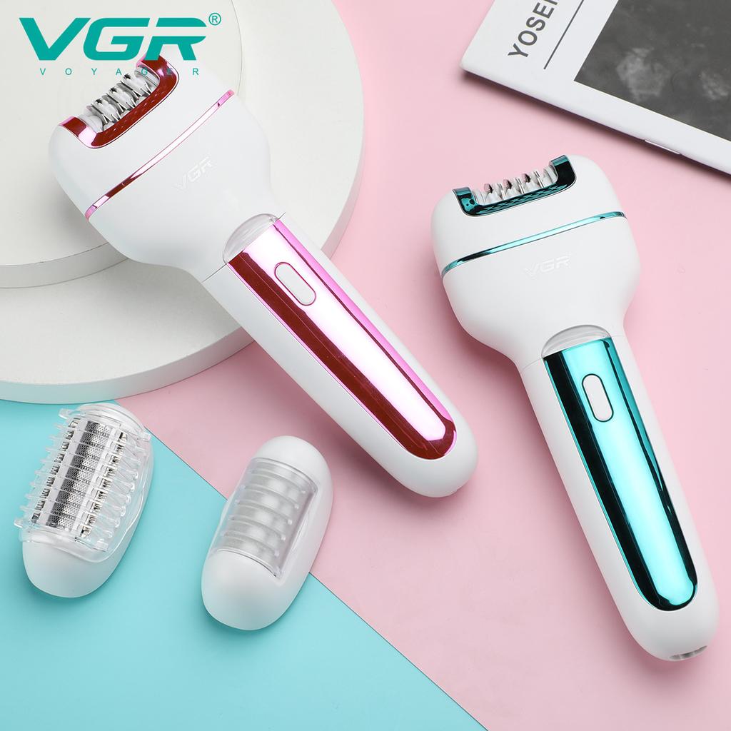 VGR V-732 3 in 1 Epilator Women Electric Shaver for Face Body Rechargeable Lady Trimmer Hair Removal Bikini Underarms Legs Deep Cleaning Epilator
