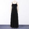 Spot women's summer new celebrity chiffon long dress three-dimensional flower splicing suspender dress