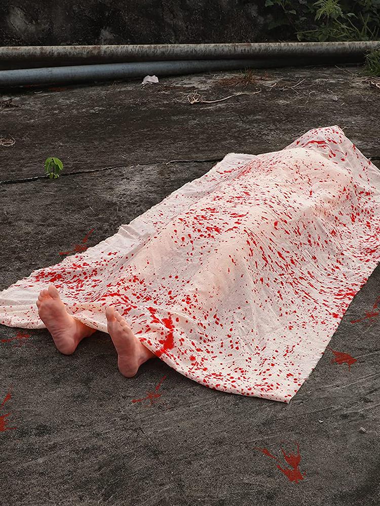 Halloween Dead Victim Props Thick Cloth With Blood Prints Fake Corpse Crime Scene Decoration 59 In Fake Corpse For Haunted House