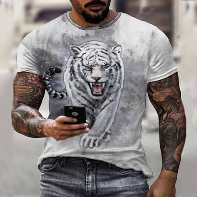 Beast Tiger Animal World Print meeste lühikeste varrukatega T-särk, vabaajarõivad, vabaajarõivad, O-kaelusega tänava igapäevarõivad