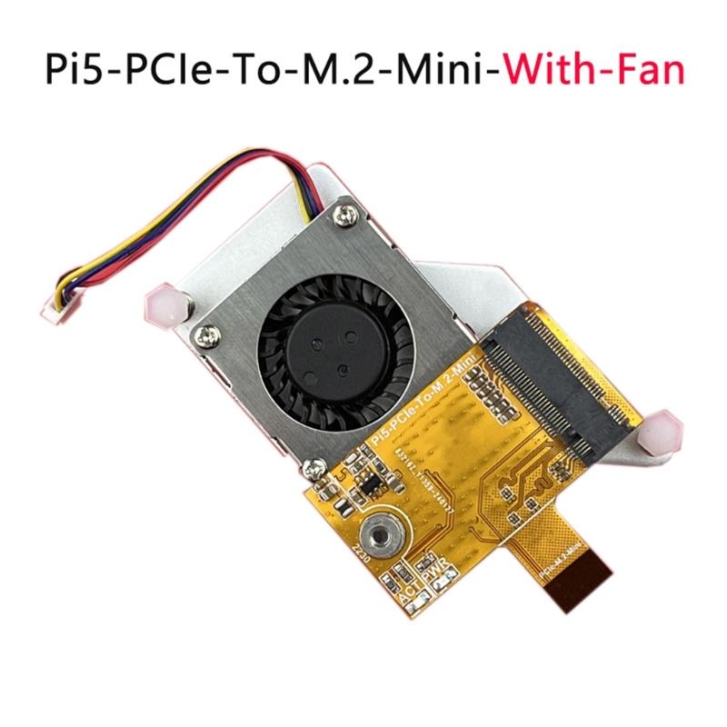 PCIe To M.2 NVMe SSD Small Expansion Board with Cooling Fan for RPI5 Board  Expansion Accessary