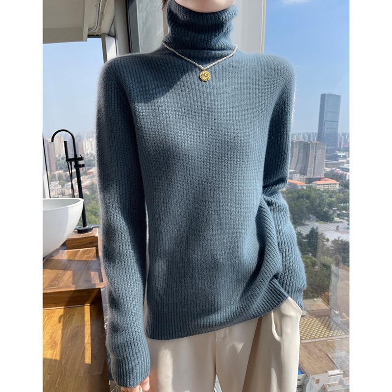 Women's Cashmere Double-Thick Turtleneck Loose Knit Sweater - Autumn/Winter