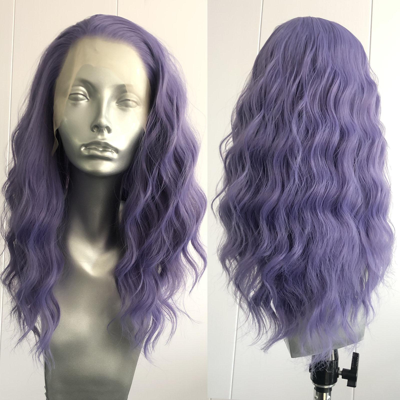 

Purple Lace Front Wigs for Women Deep Wave 13x4 Free Part Heat Resistant Synthetic Hair Natural Hairline Daily Wear Cosplay (Purple,12inches&1pc) фиолетовый
