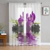 Flower Pure Orchid Water Surface Window Curtains Living Room Tulle Curtains Kitchen Decor Kids Room Curtain Window Treatment